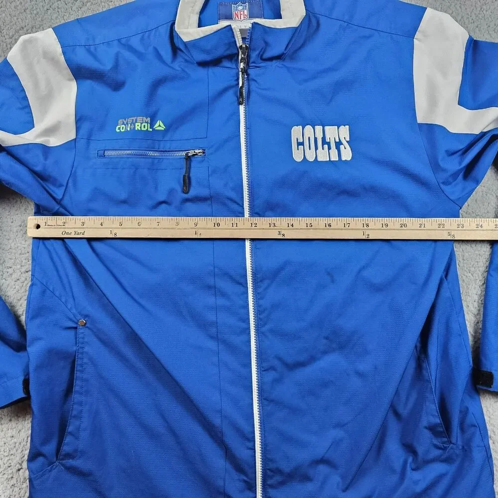 Indianapolis Colts Jacket Mens Medium Blue Reebok NFL Windbreaker Full Zip